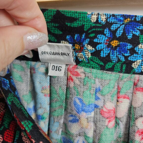 Rafaella Floral Maxi Skirt Pleated Womens 8 Rayon Wool Blend Button Multicolor - Picture 10 of 12